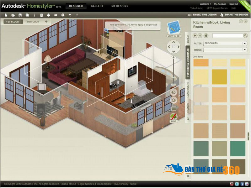 Phần mềm thiết kế nhà Homestyler